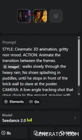 Using start and end frames to create an animation