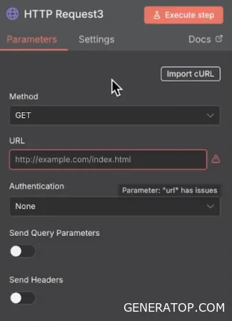 Importing a cURL request into the HTTP Request node in n8n