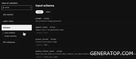 Exploring available model parameters and service settings in the Schema tab