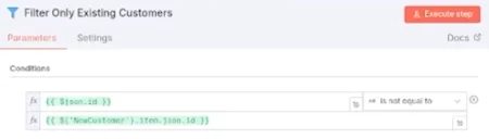Configuring the Filter node to exclude a new client from the overall sample