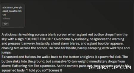 The result of generating prompts and a script in the Claude interface