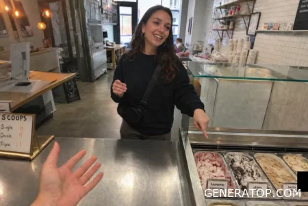 For comparison, a reference image of ice cream was used when creating the video with AI.
